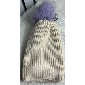 Steve Madden Purple/Beige Cable Beanie